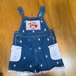 Strawberry Shortcake Embroidered Denim Overalls for Kids